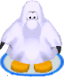 The Ghost Costume in-game in the Club Penguin app.