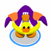 A penguin using the Inflatable Duck and Water Wings to swim.