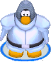 The Knight Costume in-game in the Club Penguin app.
