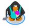 A penguin holding an ice cream cone