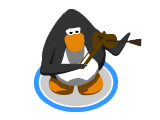 A penguin playing the violin.