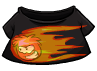 Black T-shirt with black puffle in fire