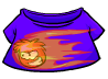 Purple T-Shirt with a Black Puffle in fire