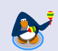 A penguin playing the Festive Maracas.