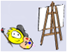 A Yellow Puffle painting.