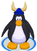 The Blue Viking Helmet in-game in the My Penguin app.
