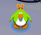 A penguin wearing the free item available at the party.