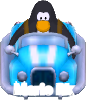 The Blue Wheeler in-game in the Club Penguin app.