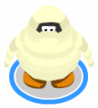 A penguin wearing the Mummy Costume in game.