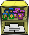 The Puffle Shop Shelf oriented towards center.