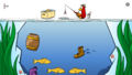 Gameplay of Ice Fishing on the Club Penguin app.