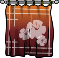 Orange curtains with flowers