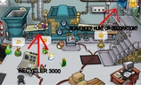A part of the Recycle Plant during the earth day party. It was found in a Club Penguin Public Relations page. Upper right, there can be found a recycle bin. It may be a scavenger hunt or it may be just a decoration for the party. Left, the recycler 3000 is visible. (Click the image for a big version of it.)
