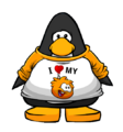 The I Heart My Orange Puffle T-Shirt on a player card.
