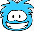 The original artwork of a blue puffle.
