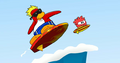 Another Red Puffle surfing.