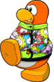 A Penguin wearing the Puffle Scuffle Hoodie.