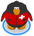 A penguin wearing the Ski Patrol Jacket.