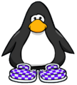 The Purple Checkered Shoes on a player card.