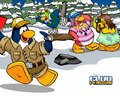 The characters playing together.