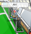 I'm stuck on the soccer net!