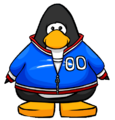 The Blue Track Jacket on a player card.