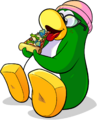 Aunt Arctic eating Pizza.