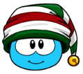 The Candy Cane Hat seen on a puffle card.