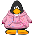 The Coloured Hearts Hoodie on a player card.