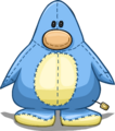 The Blue Penguin Stuffie Costume on a player card.