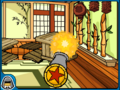 Blast firing from his cannon on a crate in Left To Your Own Devices