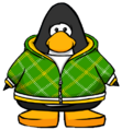 The Green Crosshatched Hoodie on a player card.