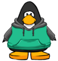 The Black and Green Two-tone Hoodie on a player card.