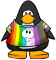 The Rainbow Puffle Shirt on a player card.