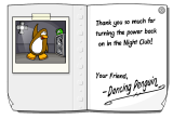 Thank You card from Dancing Penguin (inside).
