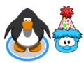 The Mini Polka Dot Puffle Hat in-game.