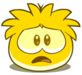 A sad Gold Puffle.