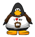The I Heart My Brown Puffle T-Shirt on a player card.