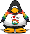 The I Heart My Rainbow Puffle T-Shirt on a player card