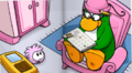 Aunt Arctic looking at her Stamp Book.