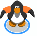 A penguin swimming with the Water Wings in-game.