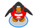 A penguin swimming with the Lifeguard Shirt.