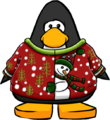 The Silly Snowman Sweater on a player card.