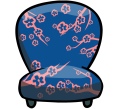 Dark Blue Flowers Chair