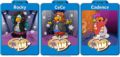 Cadence, CeCe and Rocky player cards.