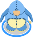 The Blue Penguin Stuffie Costume in-game.