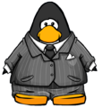 The Gray Pinstripe Suit on a player card.