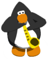 A penguin playing the Saxophone.