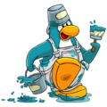 A penguin wearing the Aqua color.