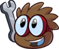 A Brown Puffle repairing the Everyday Phoning Facility.